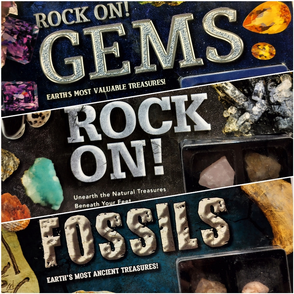 Scholastic Science Geology 3 Book Bundle -Rock On!; Rocks Minerals Gems; Fossils
